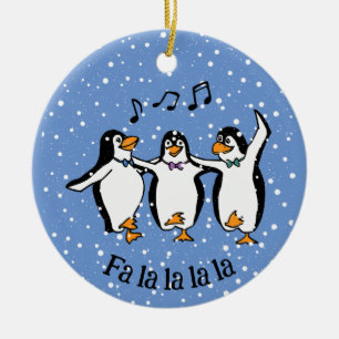 Dansen Zingende Pinguïns Ontwerp Keramisch Ornamen Keramisch Ornament