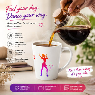 Dansend anime-meisje met muzieknoten – Cool K-Pop Latte Mok