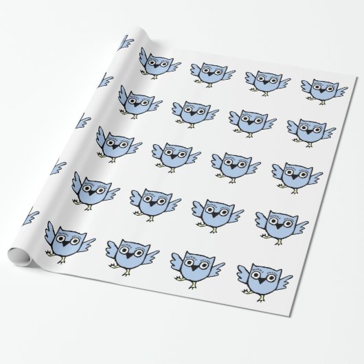 Dansend Baby Owl Blue Boy Cadeaupapier (Uitgerold)