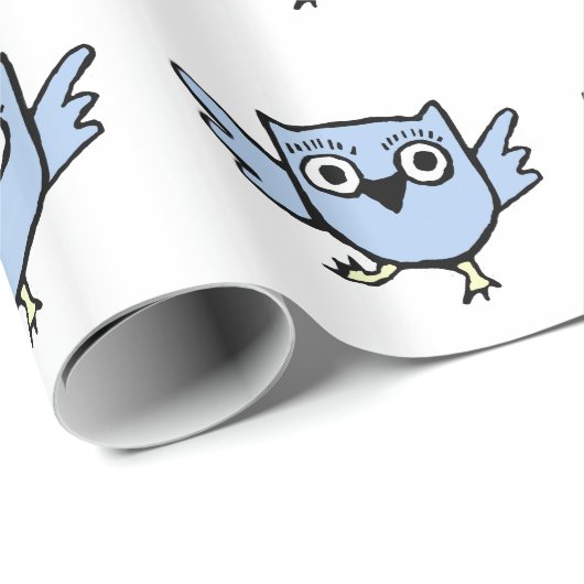 Dansend Baby Owl Blue Boy Cadeaupapier (Rol Hoek)