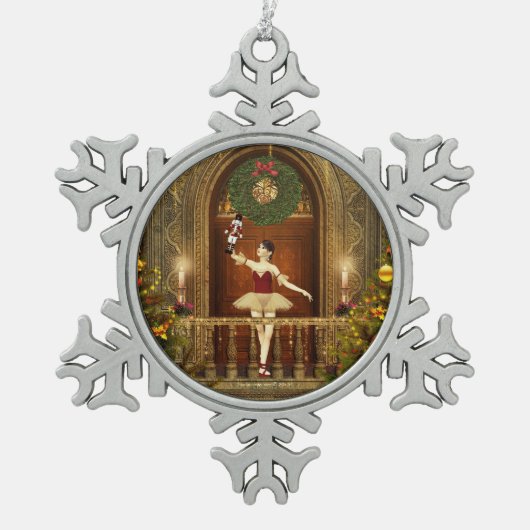 Dansend Ballerina Nutkraker Snowflake Ornament (Voorkant)