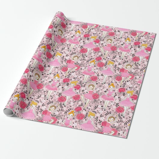Dansend Ballerinas-wrapppapier Cadeaupapier (Uitgerold)