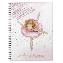 Dansend balletmeisje haar roze leuke dagboek