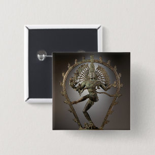 Dansend beeld van Shiva Goddess Vierkante Button 5,1 Cm