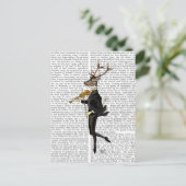 Dansend Deer met Violin Briefkaart (Staand voorkant)