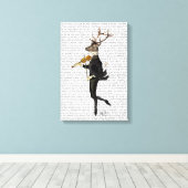 Dansend Deer met Violin Canvas Afdruk (Insitu (Houten vloer))