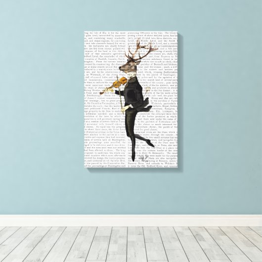 Dansend Deer met Violin Canvas Afdruk (Insitu (Houten vloer))