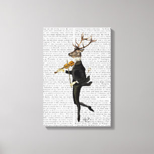 Dansend Deer met Violin Canvas Afdruk