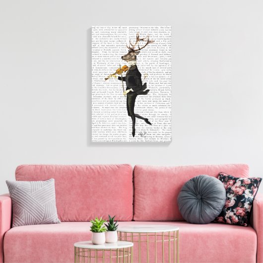 Dansend Deer met Violin Canvas Afdruk (Insitu (Woonkamer))