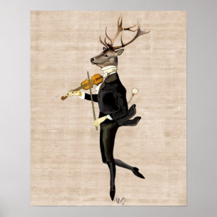 Dansend Deer met Violin Poster