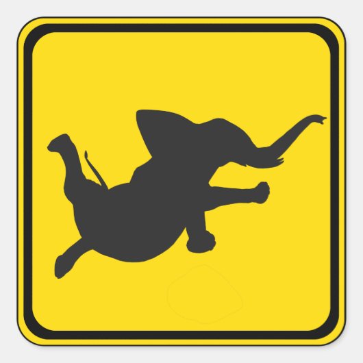 Dansend Elephant Xing. Vierkante Sticker (Voorkant)