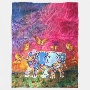 Dansend Elephants Fleece Deken