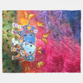 Dansend Elephants Fleece Deken (Voorkant (Horizontaal))