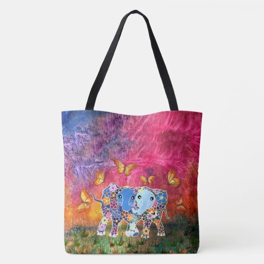 Dansend Elephants Tote Bag (Achterkant)