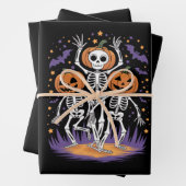 Dansend geraamte Halloween pompoen Inpakpapier Vel (In situ)