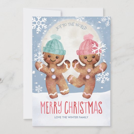 Dansend Gingerbrood Cookies kerstfeest Feestdagenkaart (Voorkant)