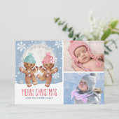 Dansend Gingerbrood Cookies kerstfeest Feestdagenkaart (Staand voorkant)