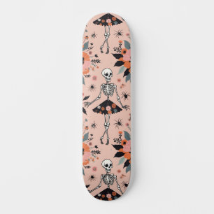Dansend Halloween skelet in een bloemenrok Persoonlijk Skateboard