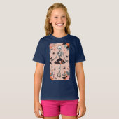 Dansend Halloween skelet in een bloemenrok T-shirt (Voorkant volledig)