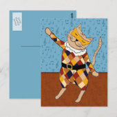 Dansend Harlequin Kat Briefkaart (Voorkant / Achterkant)