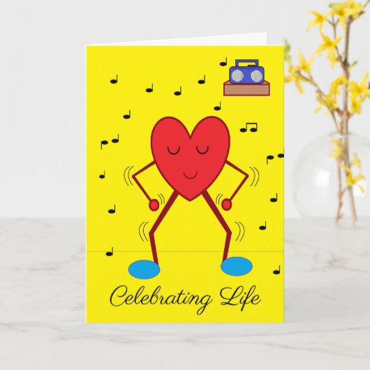 Dansend hart blanco kaart (Gele Bloem)