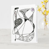 "Dansend Hen" Abstract Art Wenskaart Kaart (Gele Bloem)