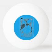 "Dansend Hen on blue" Abstracte Ping Pong Ball (Achterkant)