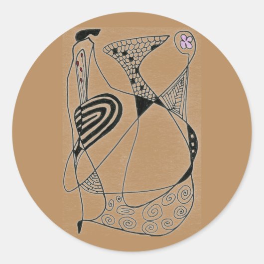"Dansend Hen on Buff" Abstract Design Sticker (Voorkant)