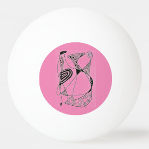 "Dansend Hen on roze" Abstracte Ping Pong Ball