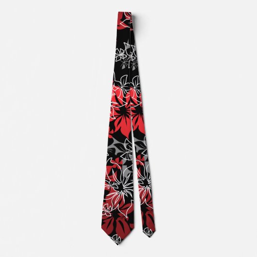Dansend Hibiscus Hawaiian dubbelzijdig bedrukt Stropdas (Voorkant)