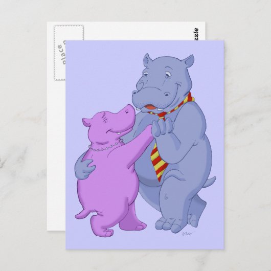 Dansend Hippo Tango Briefkaart (Voorkant / Achterkant)