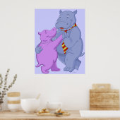 Dansend Hippo Tango Poster afdrukken (Keuken)