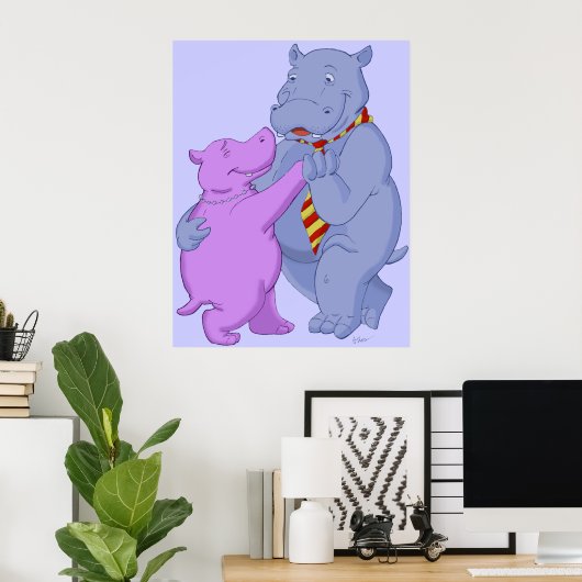Dansend Hippo Tango Poster afdrukken (Thuiskantoor)