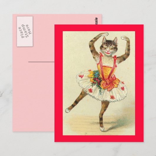 dansend Kat Briefkaart (Voorkant / Achterkant)
