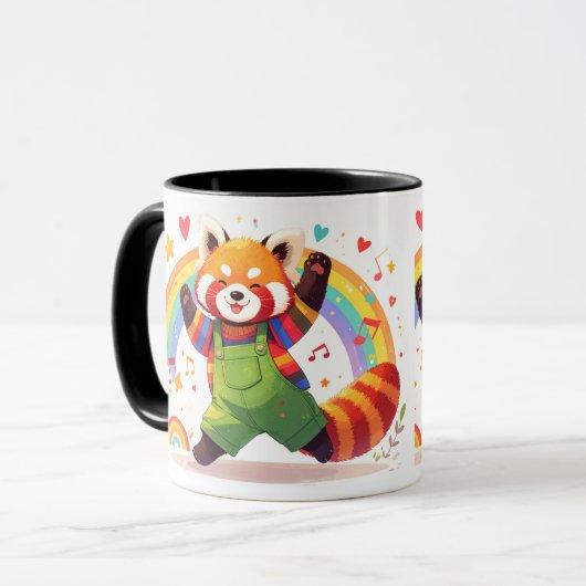 Dansend Kawaii Dier met Regenboog Mok (Voorkant links)