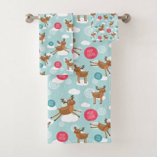 Dansend kerst-rehendoek bad handdoek (Insitu)