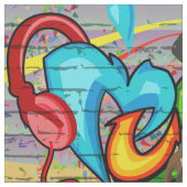 Dansend Man 2 Muziek Graffiti Wall Fabric Stof (Close Up)