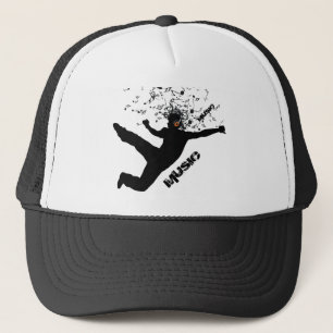 Dansend Man, Black Silhouette Music Concept Design Trucker Pet