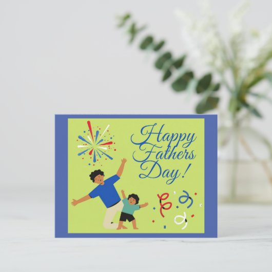 Dansend Man en kind Vaderdag Briefkaart (Staand voorkant)