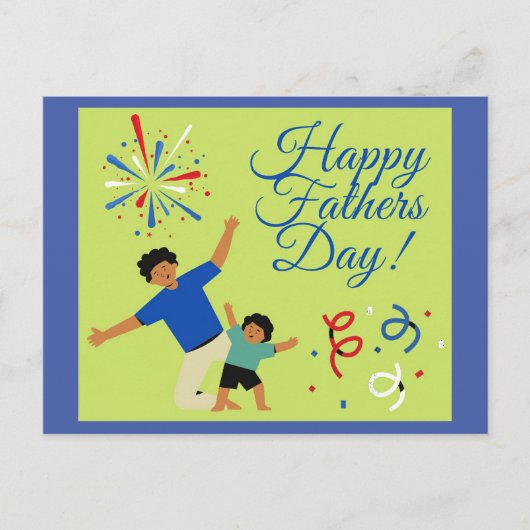 Dansend Man en kind Vaderdag Briefkaart (Voorkant)