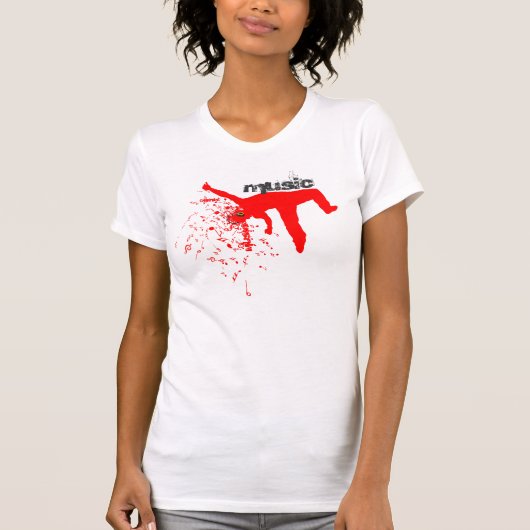 Dansend Man, Red Silhouette Music Concept Design 2 T-shirt (Voorkant)