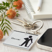Dansend Man Silhouette met naam Sleutelhanger (Voorkant Rechts)