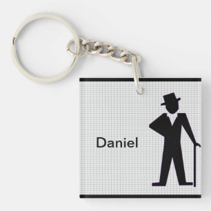 Dansend Man Silhouette met naam Sleutelhanger