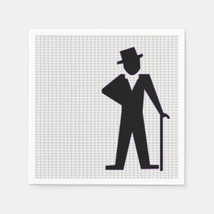 Dansend Man Silhouette met top-hak- en rietpapier Servet