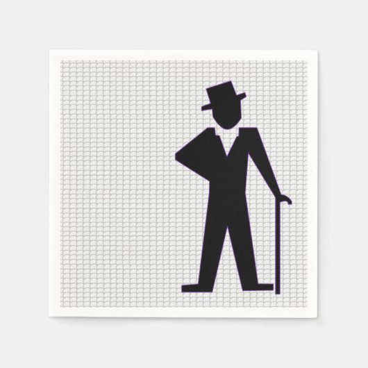 Dansend Man Silhouette met top-hak- en rietpapier Servet (Voorkant)