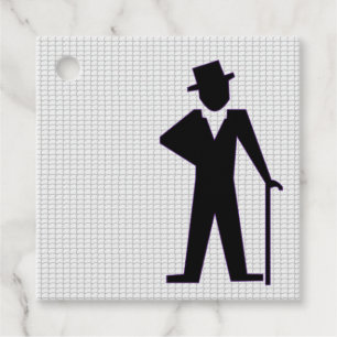 Dansend Man Silhouette met Top Hat en Cane Bedankjes Labels