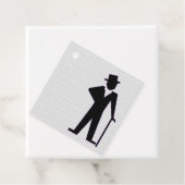 Dansend Man Silhouette met Top Hat en Cane Bedankjes Labels (In situ)