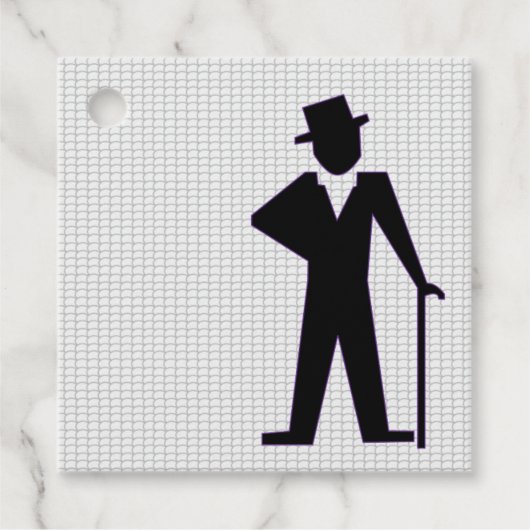 Dansend Man Silhouette met Top Hat en Cane Bedankjes Labels (Voorkant)