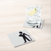 Dansend Man Silhouette met Top Hat en Cane Kartonnen Onderzetters (Insitu)