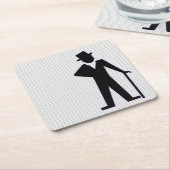 Dansend Man Silhouette met Top Hat en Cane Kartonnen Onderzetters (Schuin)